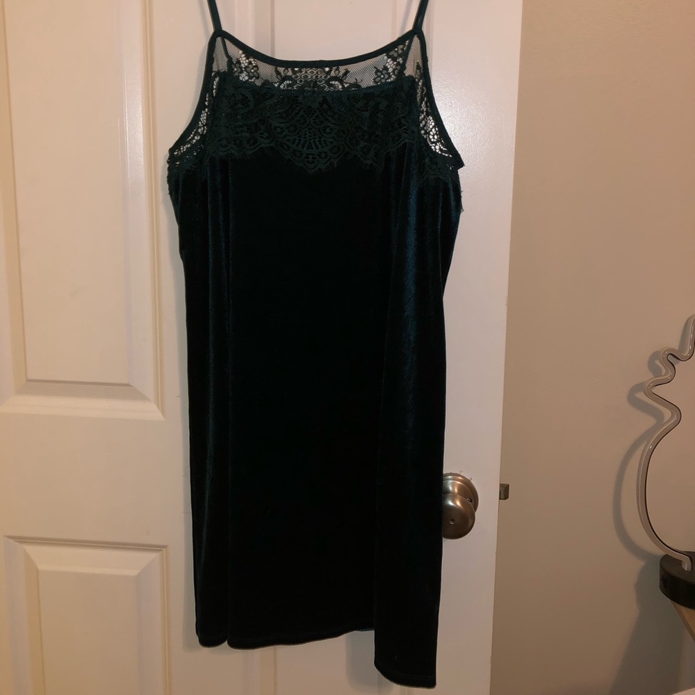 Target lace trim velvet dress